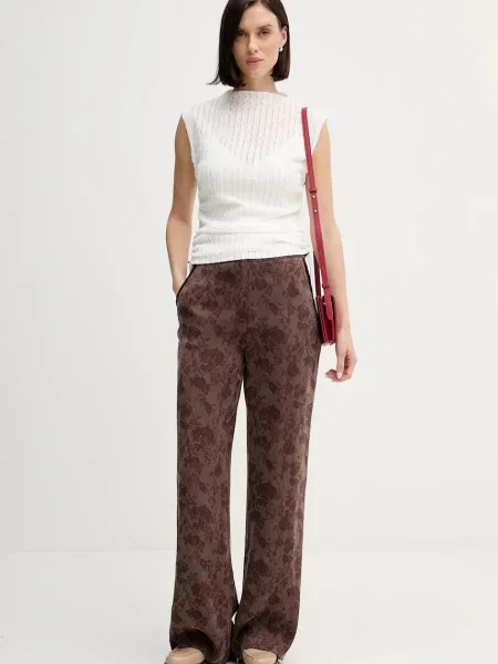 Hoss Intropia spodnie proste high waist brązowy