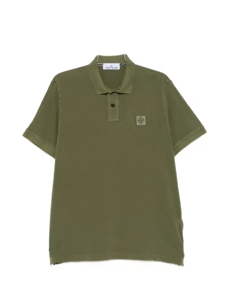 Tricou polo Stone Island cu strasuri verde