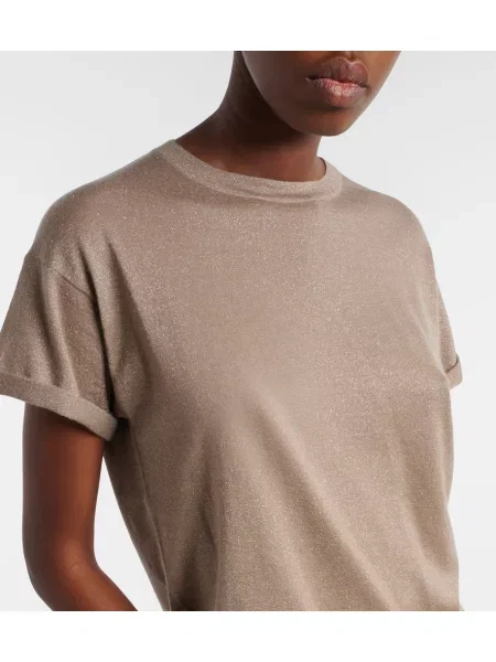 Tricou Brunello Cucinelli de mătase bej