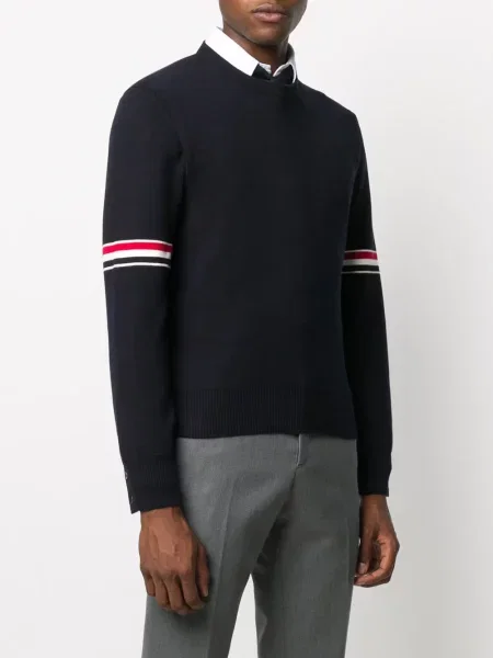 Sweter Thom Browne z okrągłym dekoltem niebieski