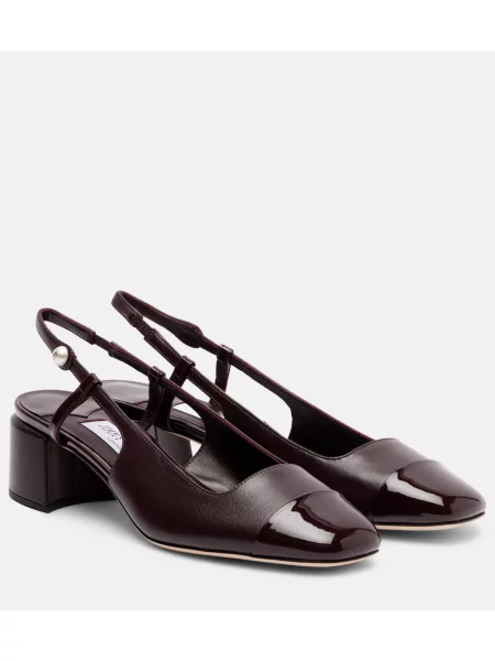 Pantofi cu toc Jimmy Choo din piele slingback bordo