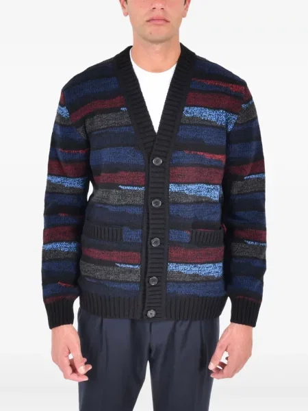 Cardigan Missoni cu dungi cu decolteu în V negru