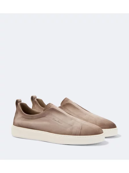 Chiloți Santoni din piele de căprioară slip-on bej