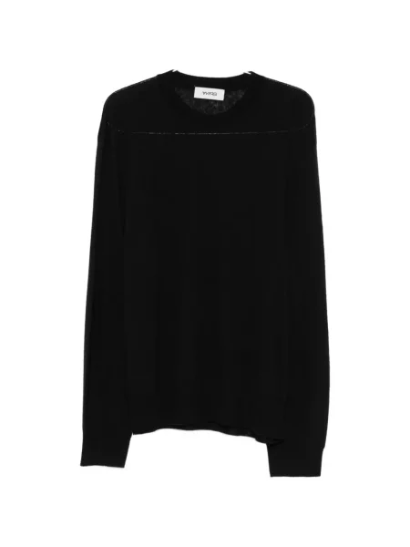 Lung hanorac crewneck Spina cu decolteu rotund negru