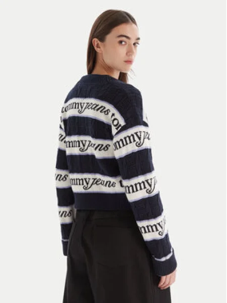 Tommy Jeans Sveter Tmavomodrá čierna