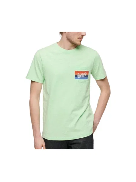 Koszulka Superdry w paski z paskiem zielona
