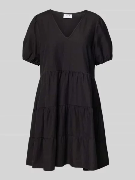Sukienka mini z dołem obszytym falbaną model ‘PRISILLA’ Vila czarna