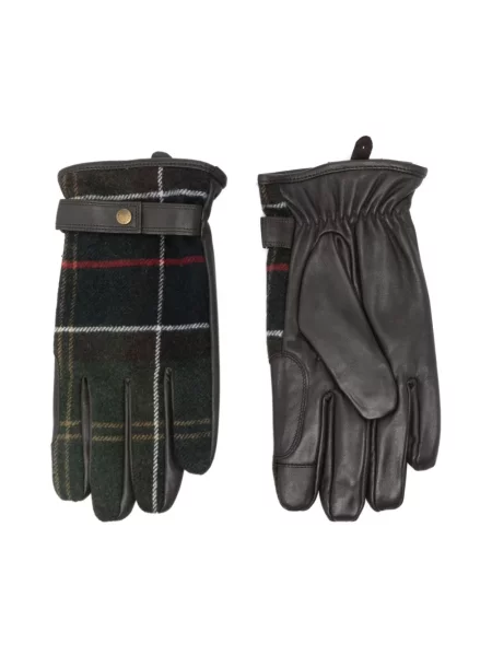 Rękawiczki z wełny z rzemiennym paskiem Barbour zielone