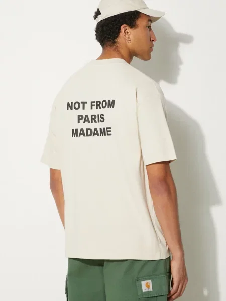 Tričko Drôle de Monsieur Le T-Shirt Slogan s potiskem béžová