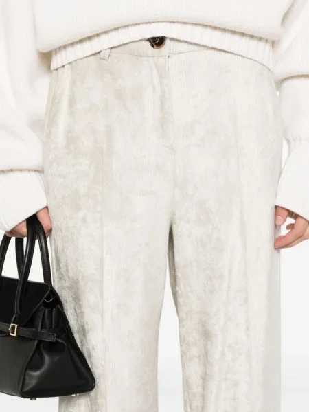 Pantaloni Marella de catifea cord alb