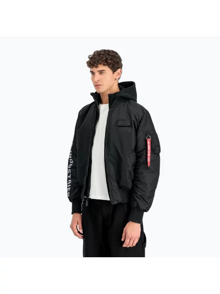 Alpha Industries D-Tec Bomber с бродерия на ръкавите черно/отразително яке за мъже черно