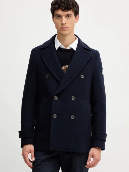 Hackett London baba gyapjúkeverék pulóver sötétkék