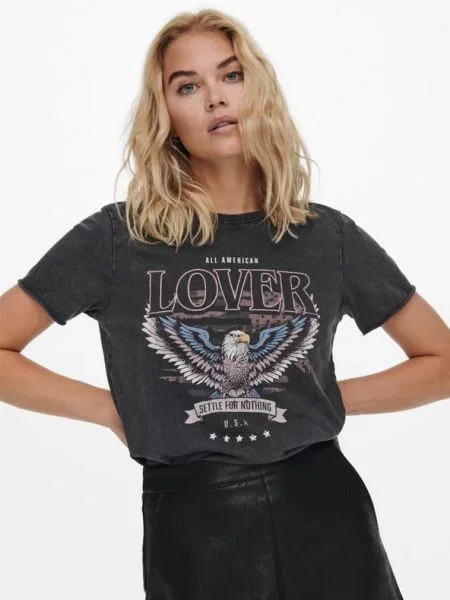ONLY Lucy T-shirt Black μαύρο