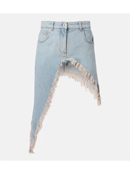 Fustă din denim Blumarine zdrențuiți asimetrică albastru