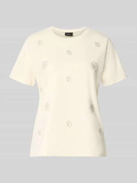 T-shirt o kroju slim fit z mieszanki bawełny S.oliver Black Label beżowa