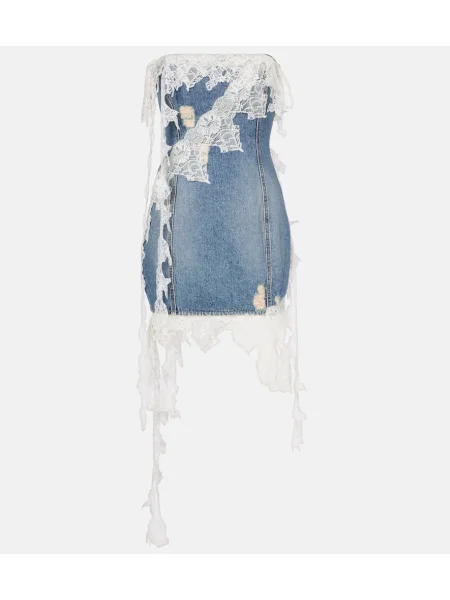 Rochie din denim Blumarine din dantelă albastru