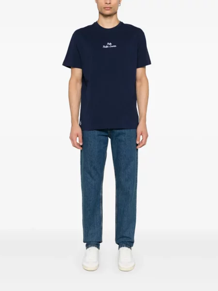 Pikowana haftowana kurtka Polo Ralph Lauren niebieska