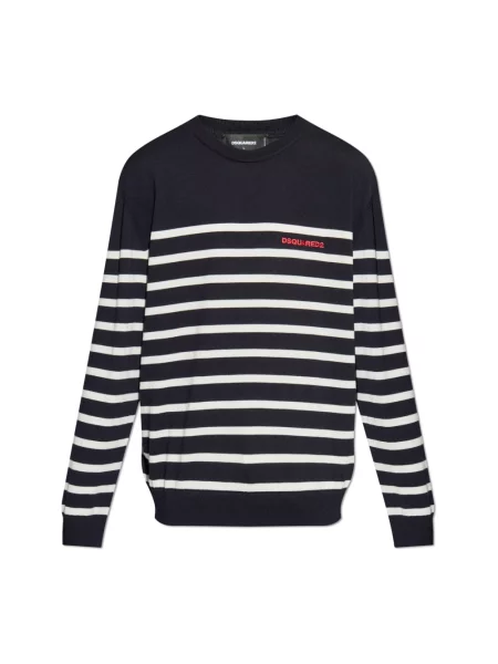 Sweter Dsquared2 wełniany z logo niebieski