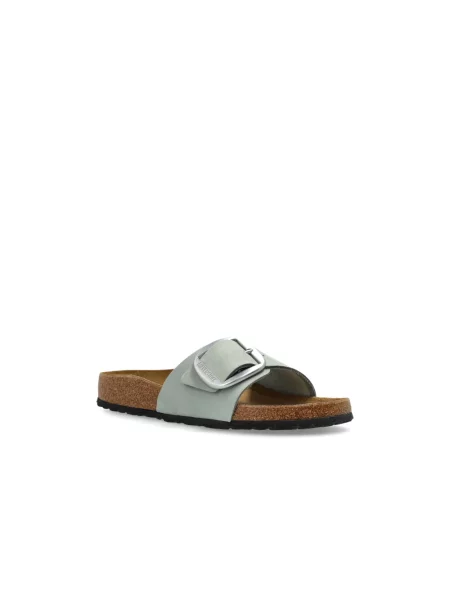 Klapki Birkenstock zamszowe na sprzączkę zielone