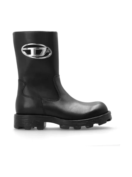 Buty do kostki Diesel skórzane czarne