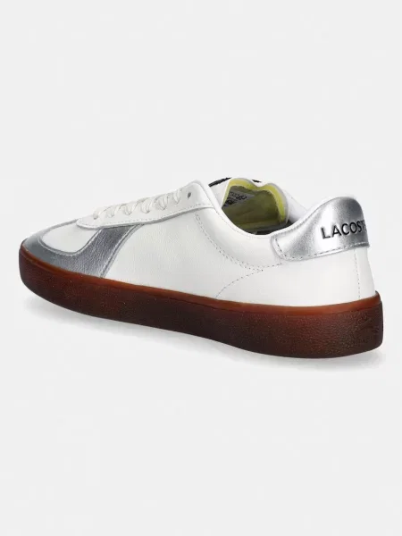 Kožené tenisky Lacoste Baseshot Pro Sneakers Silver & Gold Pack bílé