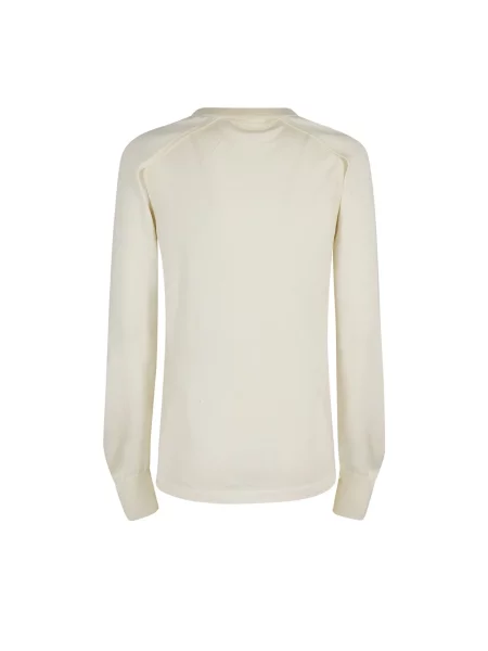 Sweter Helmut Lang z wełny merino z okrągłym dekoltem beżowy