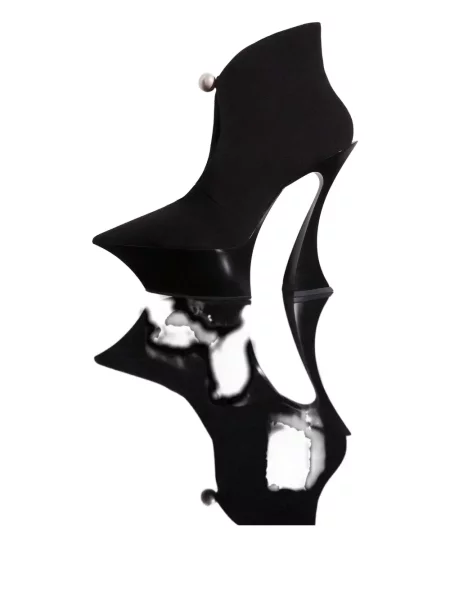 Botine Mugler cu perle negru