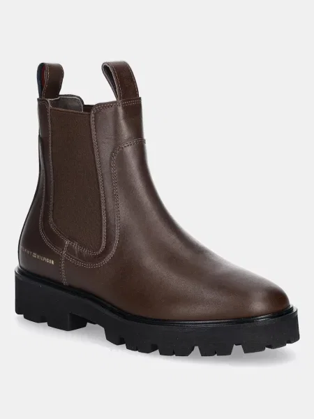 Tommy Hilfiger De piele ghete chelsea CHELSEA maro