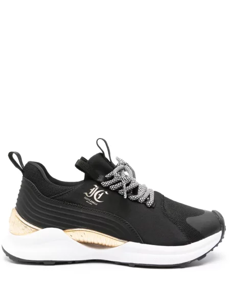Sneakerși Just Cavalli cu șireturi din dantelă negru