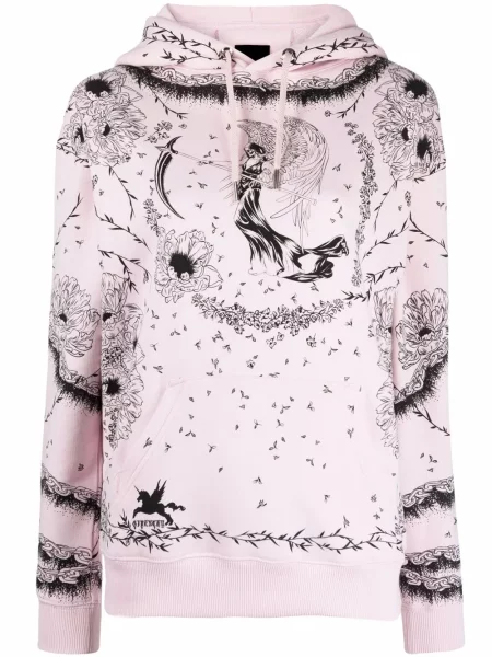 Lung hanorac cu glugă Givenchy cu imagine roz