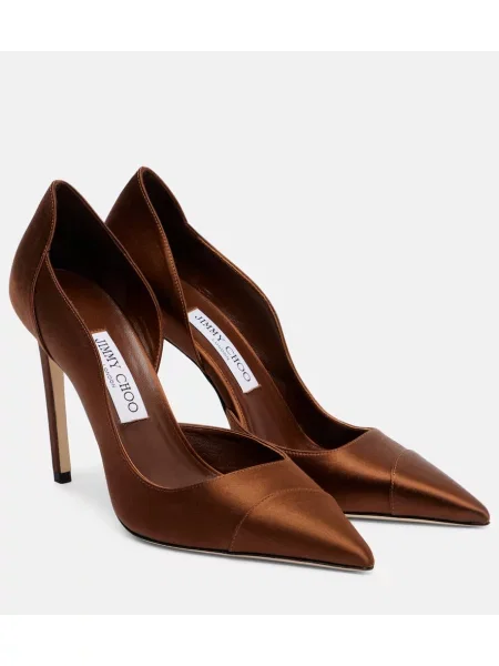Pantofi cu toc Jimmy Choo din satin maro