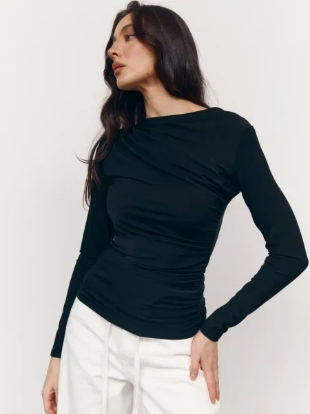 Лонгслів Lilove бавовна/віскоза чорний