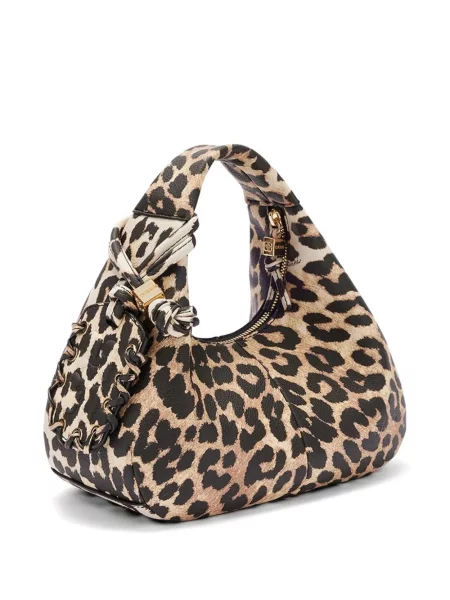 Geantă shopper Ganni cu imagine cu model leopard