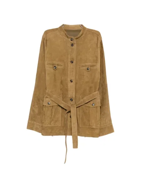 Geacă Yves Salomon din piele de căprioară maro