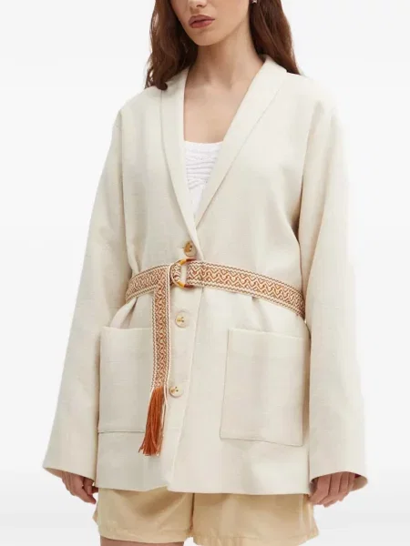 Kardigan La Petite Française z kieszeniami zapinanymi na guziki biały