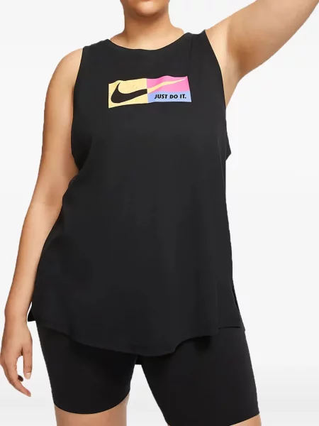 Top Nike cu broderie alergare scurt negru