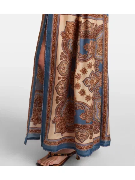 Rochie maxi Zimmermann de mătase cu imagine albastru