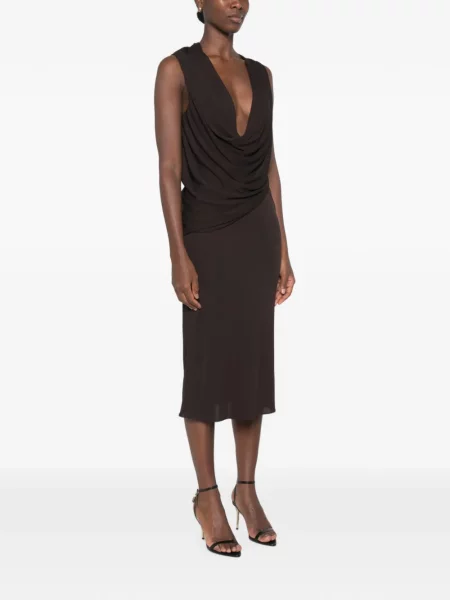 Rochie midi Tom Ford drapată maro
