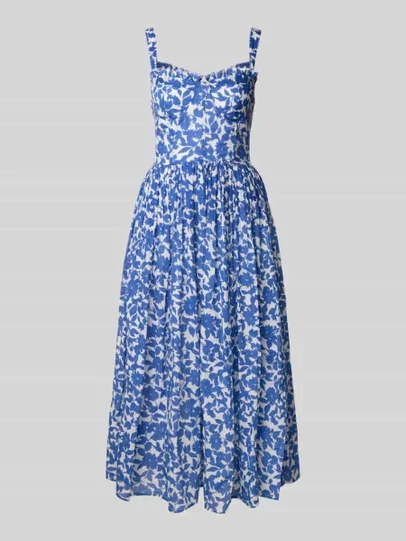 Sukienka koktajlowa ze wzorem na całej powierzchni Lace & Beads niebieska