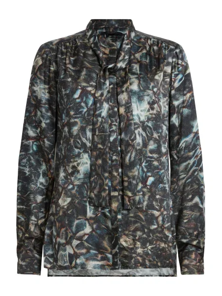 AllSaints Bluză TONI CALADESI bleumarin / turcoaz / albastru regal / murdar alb