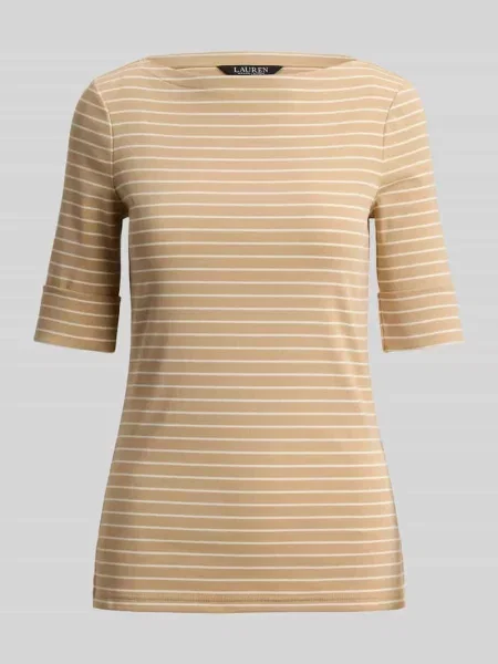 Męski t-shirt o kroju regular fit z mieszanki bawełny Lauren Ralph Lauren beżowa