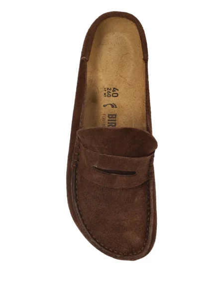 Papuci tip mules Birkenstock din piele de căprioară maro