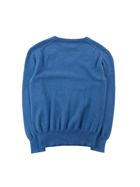 Second life Sweter chłopięcy z bawełnianym dekoltem w serek Jak nowy niebieski