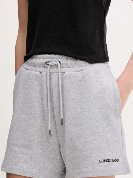 Guess Jeans szorty gładkie high waist szary