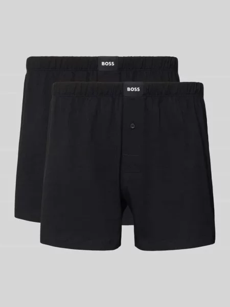 Bokserki o kroju regular fit z mieszanki bawełny model JERSEY BOXER' Boss czarne