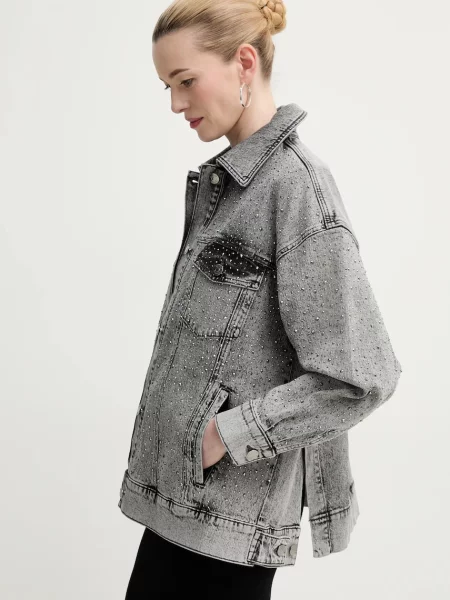 Gestuz geaca jeans de tranzitie oversize gri