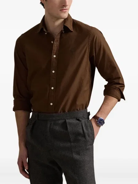 Cămașă Polo Ralph Lauren din satin cu dungi cu guler nasturi albastru