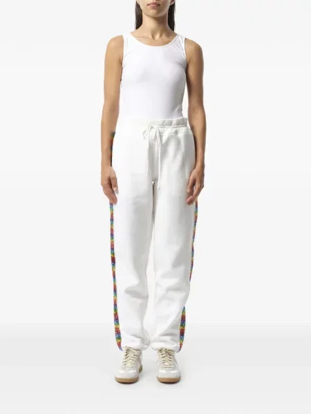 Pantaloni Marc Jacobs cu dungi alergare alb