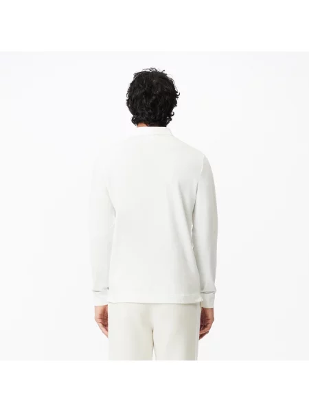 Lacoste Koszulka Polo Z Długim Rękawem Z Elastycznej Bawełny Smart Paris biała