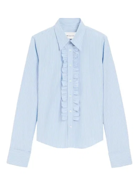 Cămașă Ami Paris cu dungi cu volane albastru